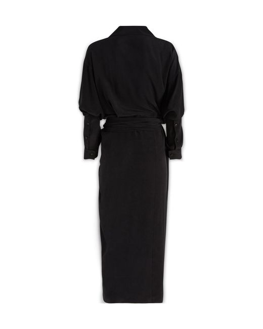 Quira Black Draped Shirt Dress