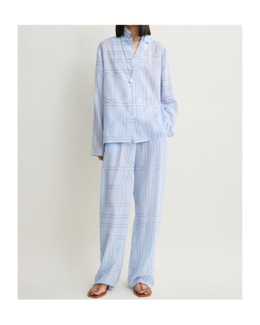 Totême  Blue Long-Sleeved Pajama Top