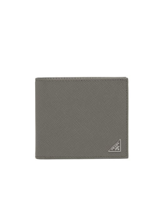 Prada Gray Saffiano Leather Wallet for men