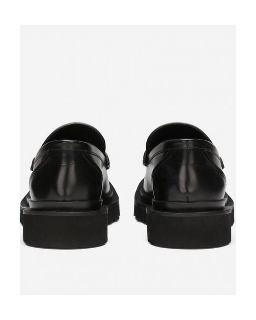 Dolce & Gabbana Black Square Toe Mocassins for men