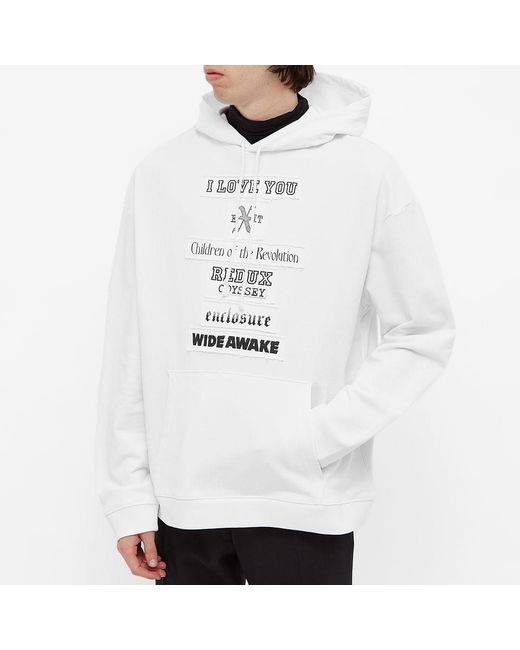 Raf Simons White Chest-Print Hooded Sweatshirt for men