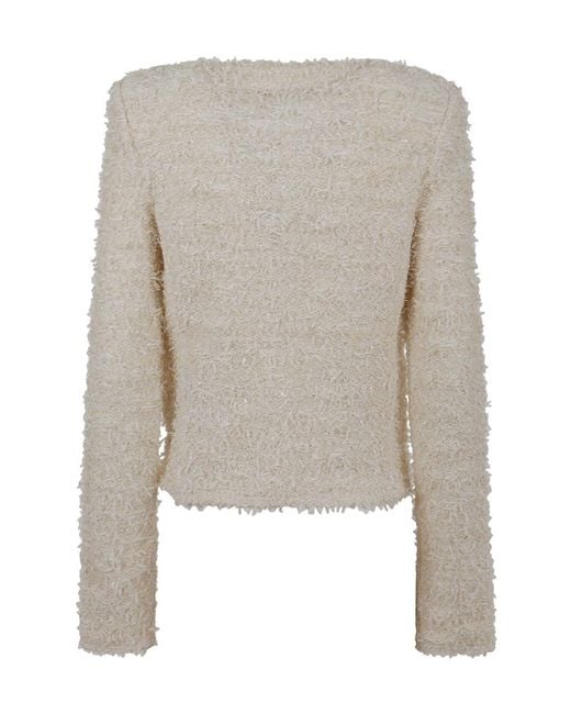 Balmain White Button-Up Tweed Jacket
