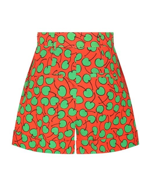 Moschino Red All-Over Cherry Printed Shorts