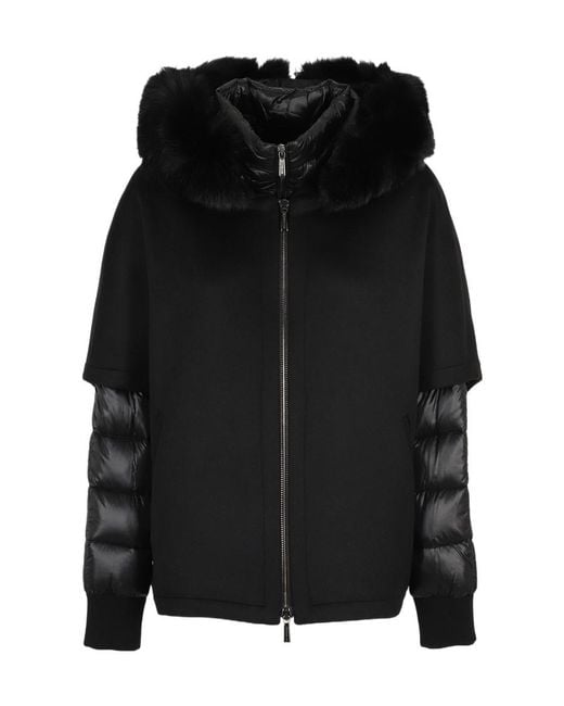 Moorer Black Pegaso-Cwr Hooded Down Jacket