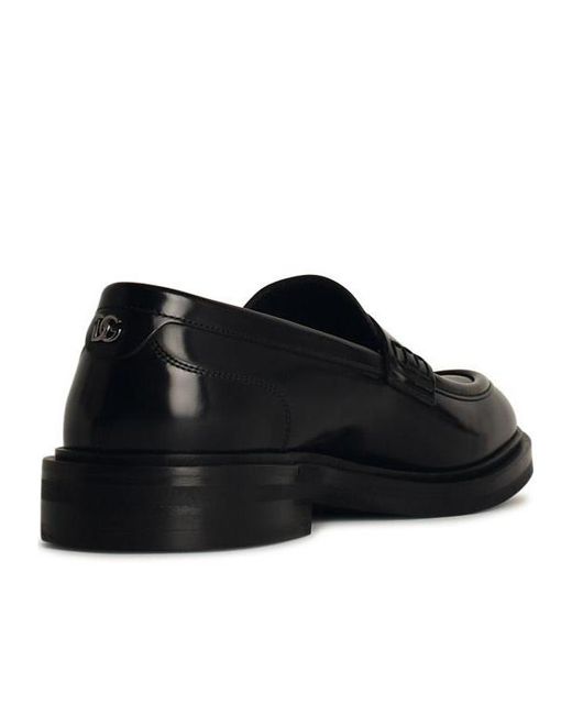 Dolce & Gabbana Black Logo Plaque Round Toe Loafers for men