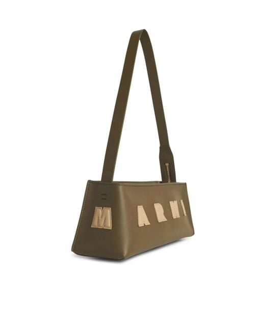 Marni Metallic Logo Patch Shoulder Bag