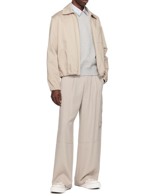 AMI Natural Long-Sleeved Zipped Bomber Jacket for men