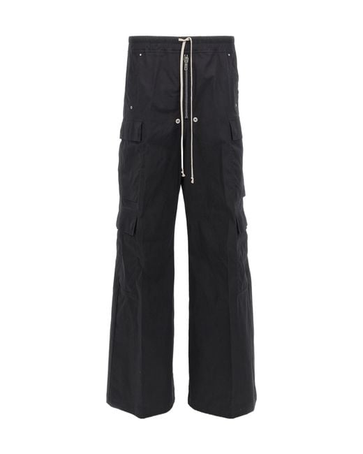 Rick Owens Black Drawstring Wide Leg Pants for men