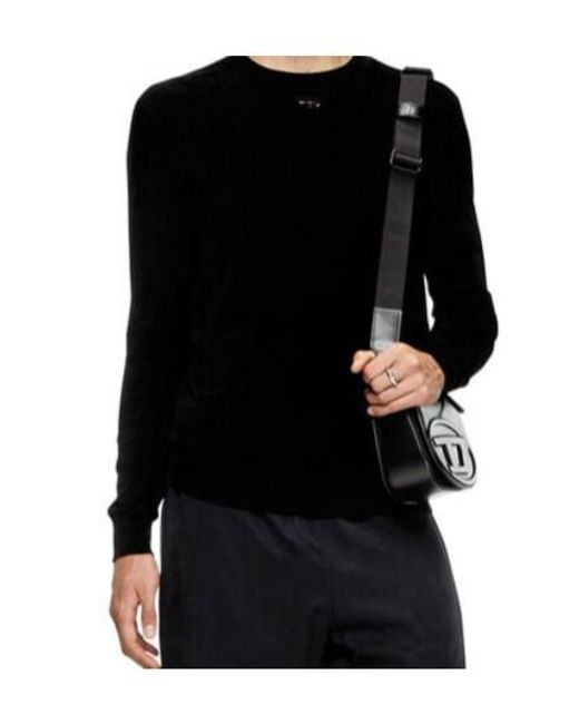 DIESEL Black K-Cevro Round-Neck Oval D Logo Plaque Sweater for men