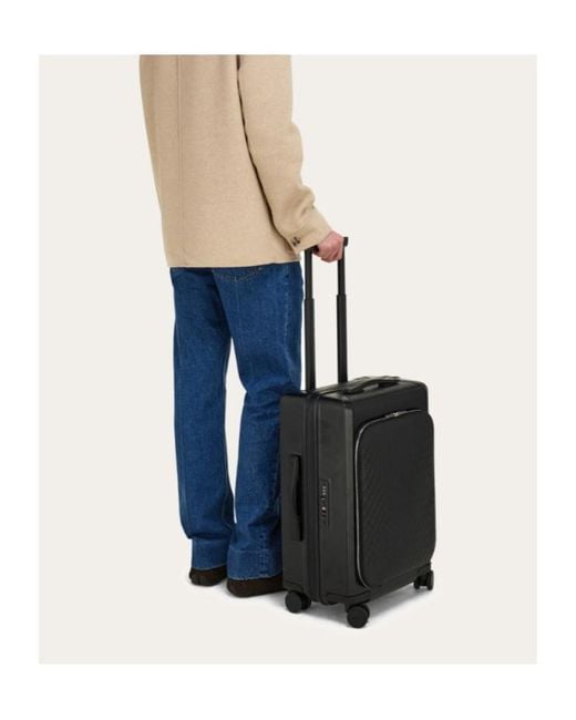 Ferragamo Black Embossed Ferragamo Monogram Hand Luggage for men