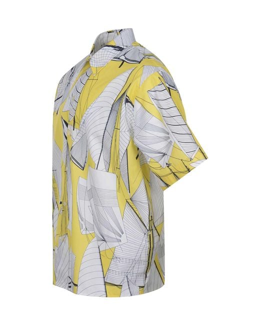 MSGM Blue Graphic Printed Short Sleeved Shirt for men