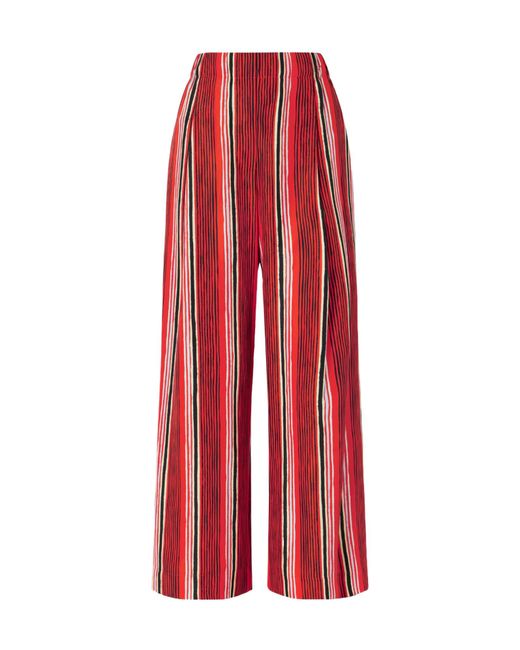 Proenza Schouler Red Amira Striped Silk-Habotai Wide-Leg Pants