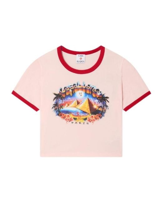 Casablanca Pink Cropped Graphic T-Shirt