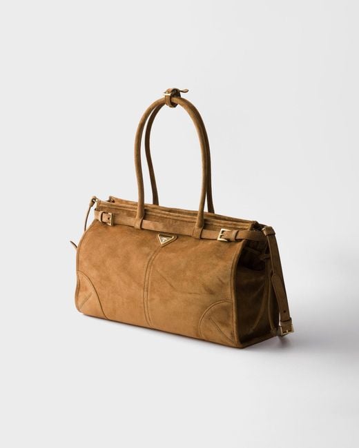 Prada Brown Bonnie Large Suede Handbag