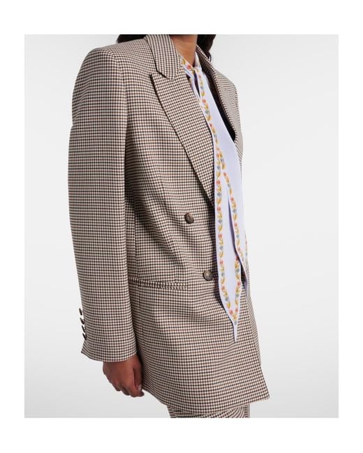 Etro Brown Double-Breasted Wool-Blend Blazer