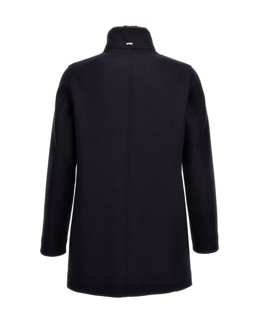 Herno Blue Logo Plaque High-Neck Coat for men