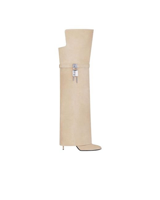 Givenchy White Shark Lock Stiletto Over-The-Knee Boots