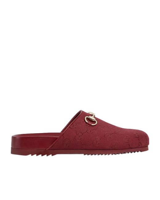Gucci Red Horsebit Slipper