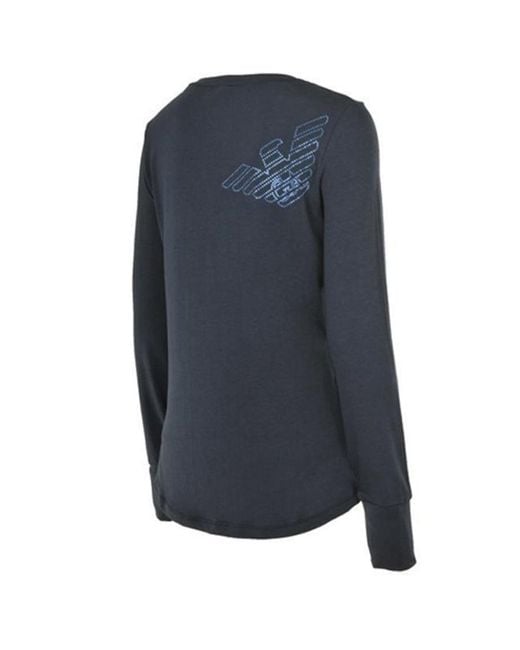 EA7 Blue V-Collar Long-Sleeved T-Shirt
