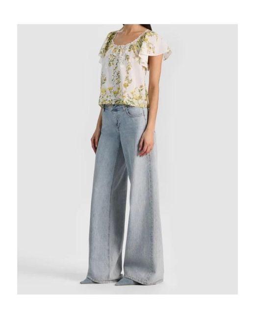 Alice + Olivia White Alice Olivia Odette Flutter Sleeved Top