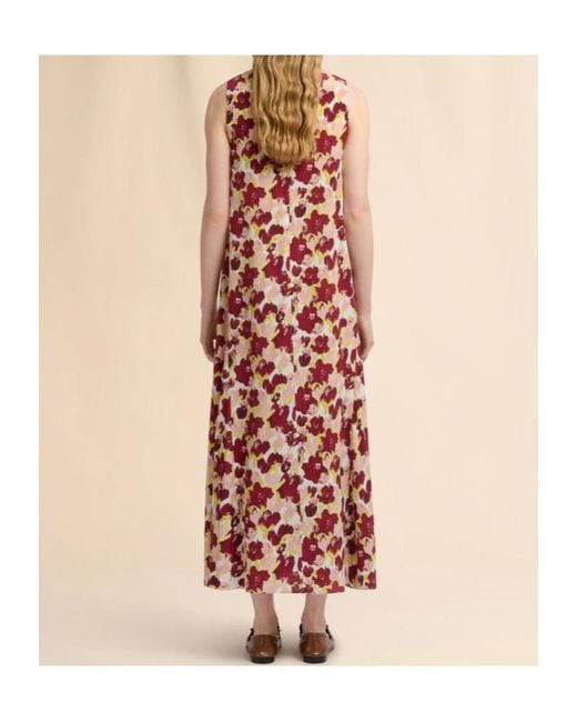 Marni Red Floral Pleated Sleeveless Dress