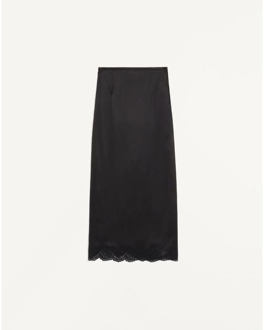 Valentino Black Crepe Satin Skirt