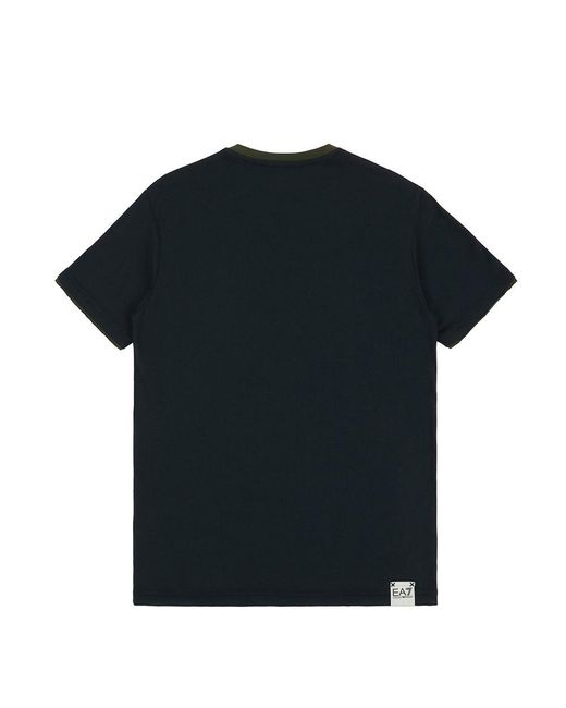 EA7 Black Logo Round-Necked T-Shirt for men