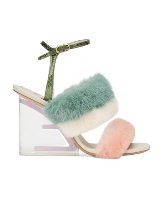 Fendi Blue First Heeled Sandals