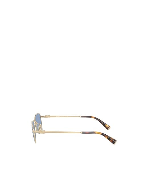 Miu Miu Blue Eyewear Rectangular Frame Full Rim Sunglasses