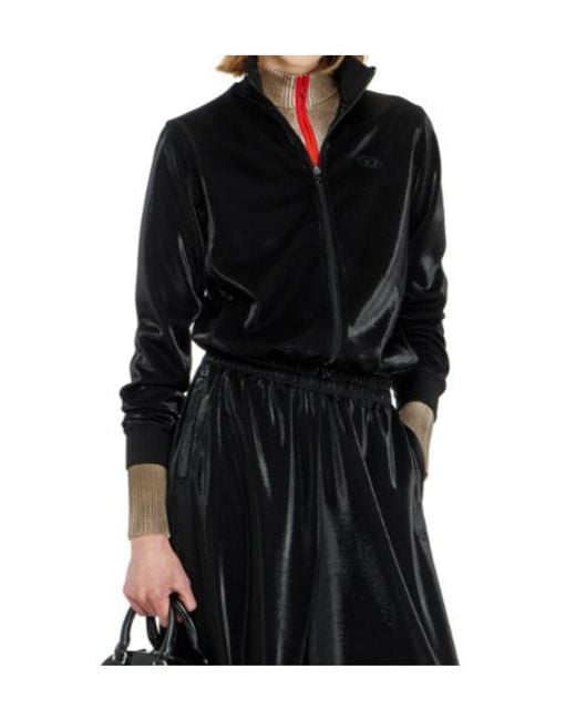 DIESEL Blue Shiny Piquet Effect Zipped Sweatshirt
