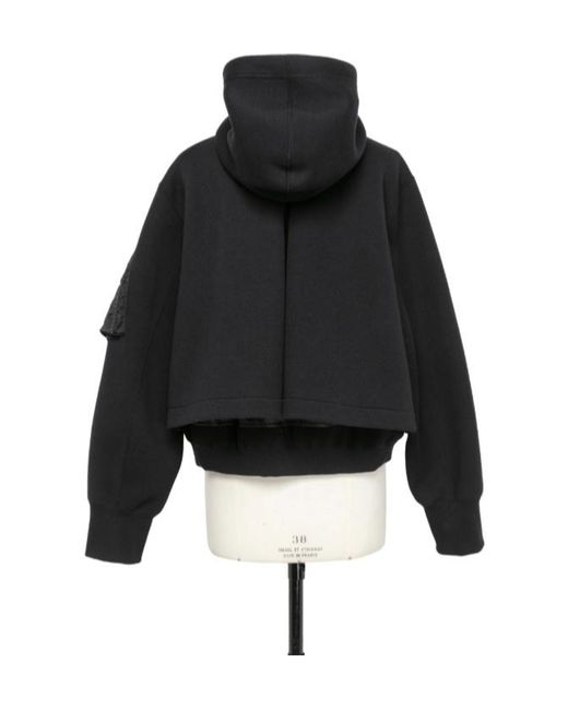 Sacai Black Sponge Sweat X Nylon Twill Hoodie