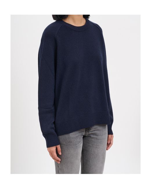 Soft Goat Blue Round-Neck Knitted Sweater