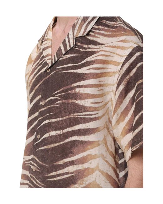 Just Cavalli Blue Tropical Print Short Sleeve Shirt for men