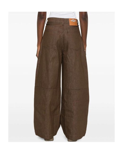 Simone Rocha Brown Wide-Leg Casual Trousers