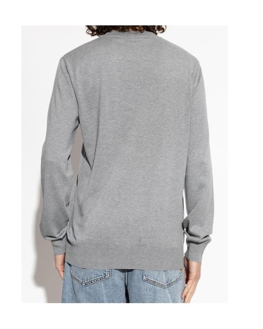 Balmain Gray Logo Crew Neck Knitted Sweater for men