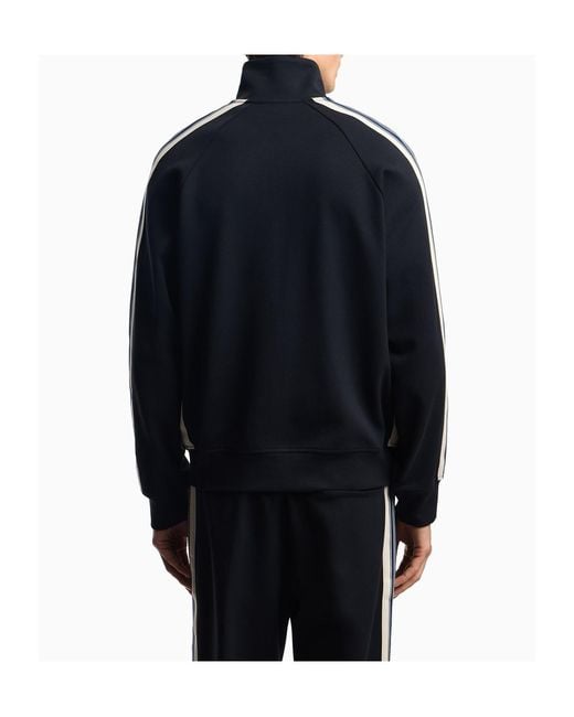 Emporio Armani Blue Logo Detailed Zipped Sweatshirt for men