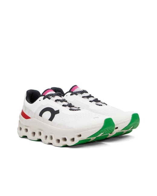 On Shoes White Cloudmonster Lace-Up Sneakers for men