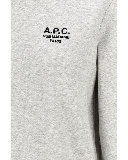A.P.C. Gray Logo Embroidered Drawstring Hoodie for men