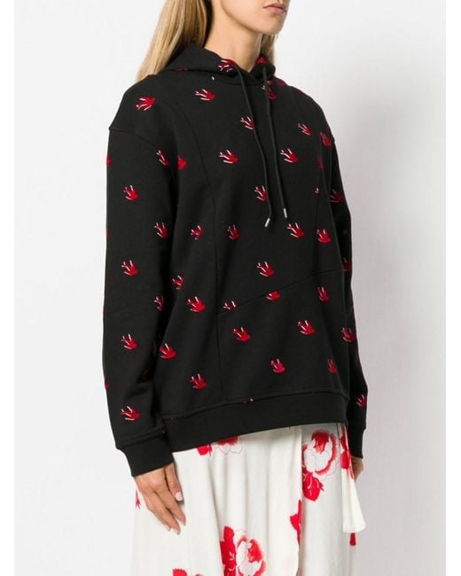 McQ Alexander McQueen Black Swallow Printed Hooded Sweater