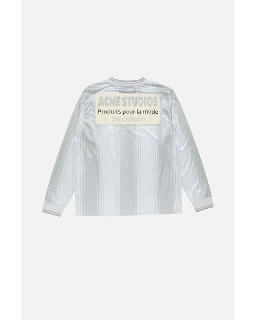 Acne Gray Heart Applique Striped T-Shirt for men