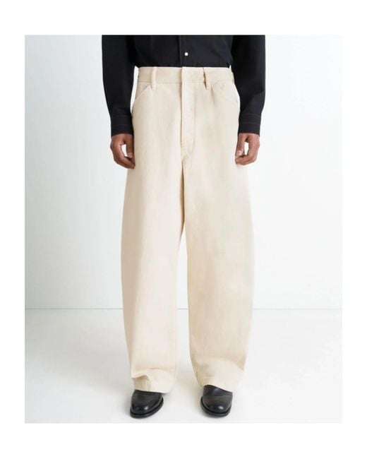 Lemaire White Wide-Leg Trousers for men