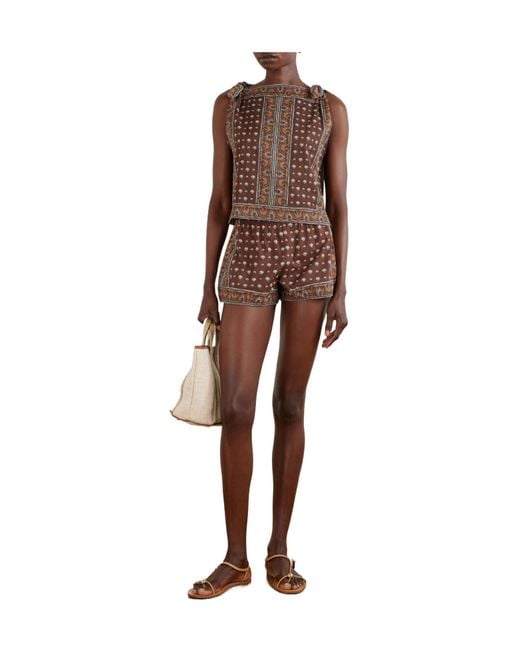Doen Brown Printed Organic Cotton Top