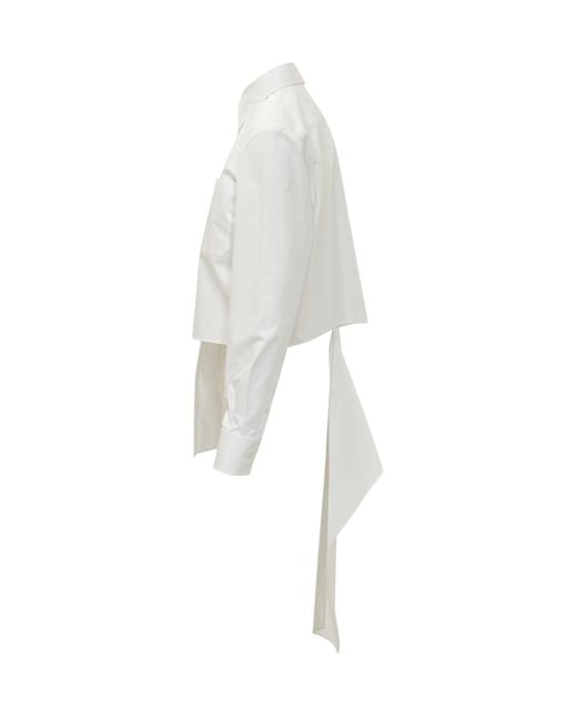 MSGM White Asymmetric Tail Detail Shirt