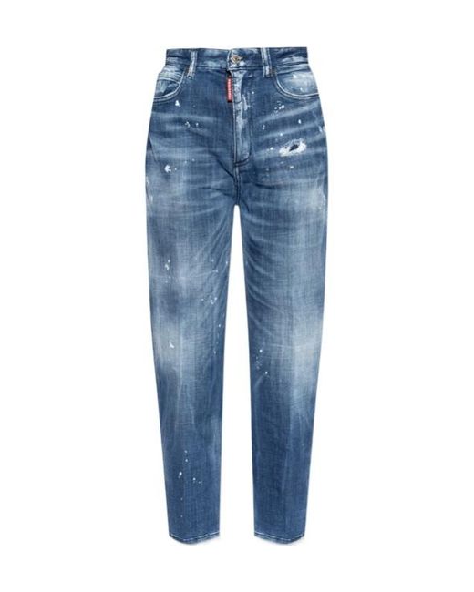 DSquared² Blue Distressed Tapered Leg Jeans