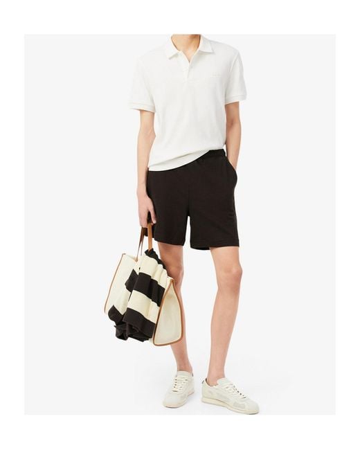 Lacoste White Ribbed-Knit Logo-Patch Polo Shirt for men