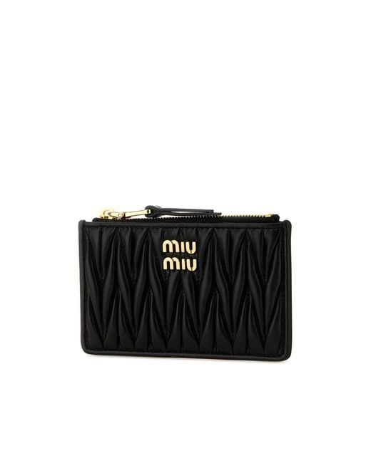Miu Miu Black Matelassé Zipped Wallet