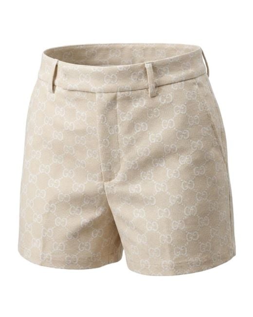Gucci Natural Gg Cotton Gabardine Shorts