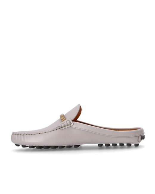 Tod's White Logo Engraved Slip-On Sandals