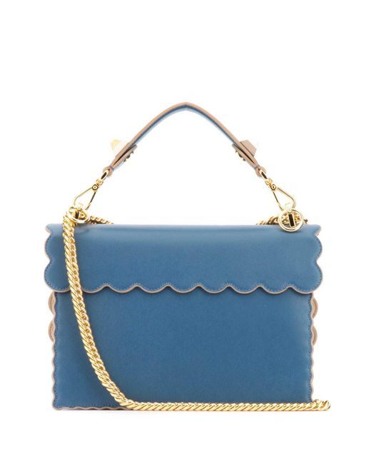 Fendi Blue Kan I Scallop-Edged Handbag