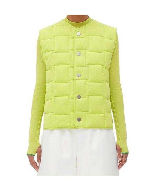 Bottega Veneta Yellow Intrecciato Patterned Padded Vest